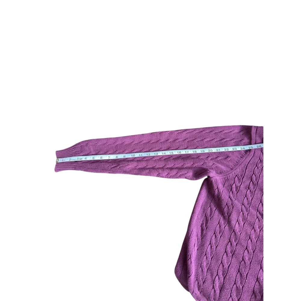 Izod Quarter Zip Men's Purple Cable‎ Knot Mock Neck Long Sleeve Sweater Large